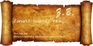 Zanati Boglárka névjegykártya